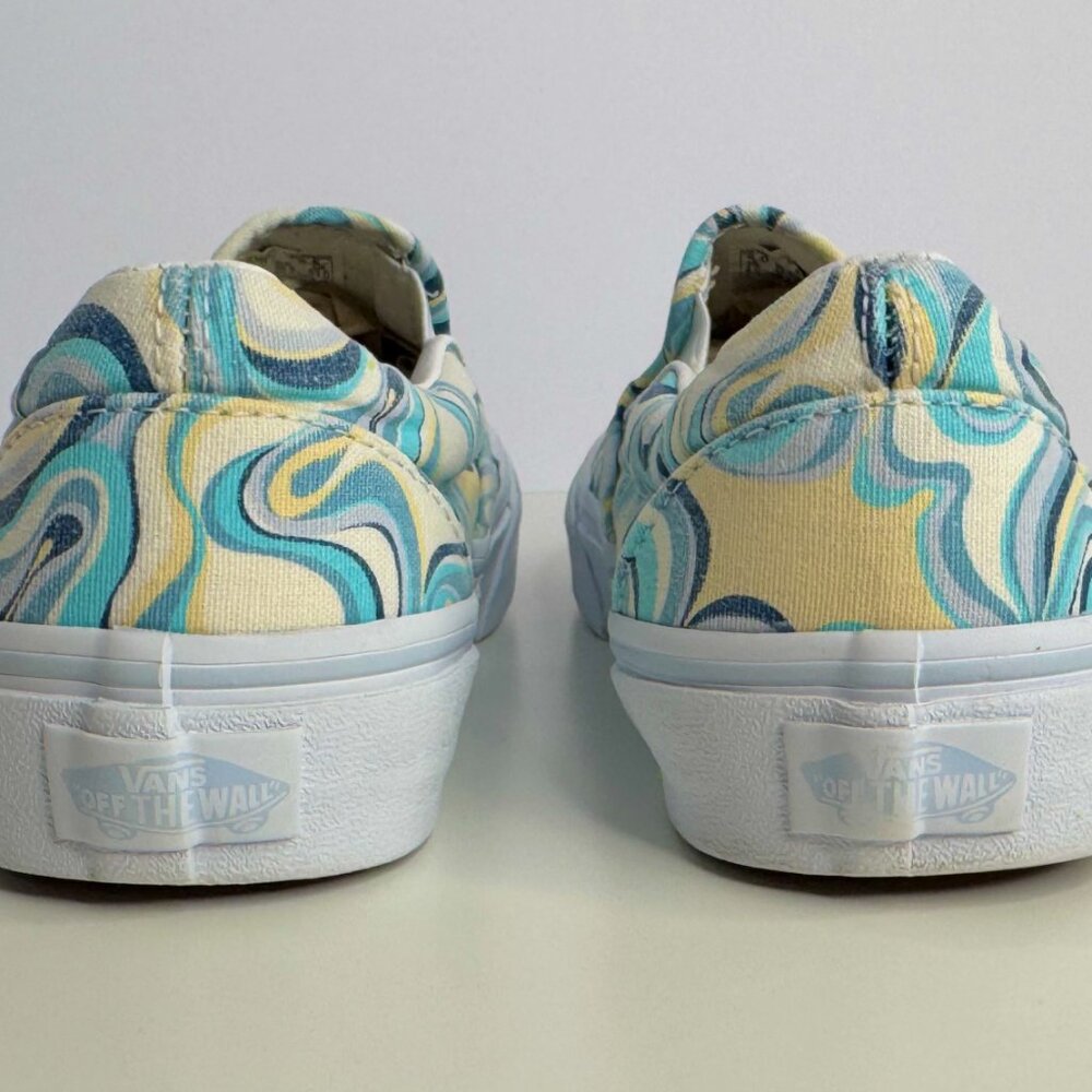 Women's 6.5 Vans Slip-On Swirl Turquoise Skate Shoes - Picture 4 of 8